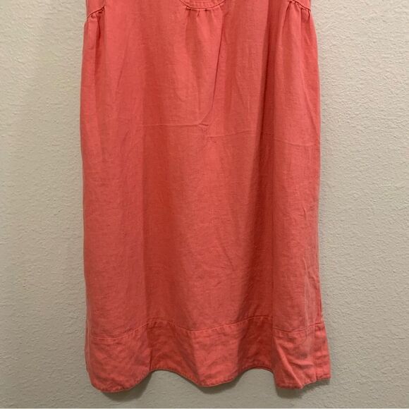 Garnet Hill Linen Dress Women’s 4 Orange Sleeveless Scoop Neck Relaxed. - Picture 4 of 13